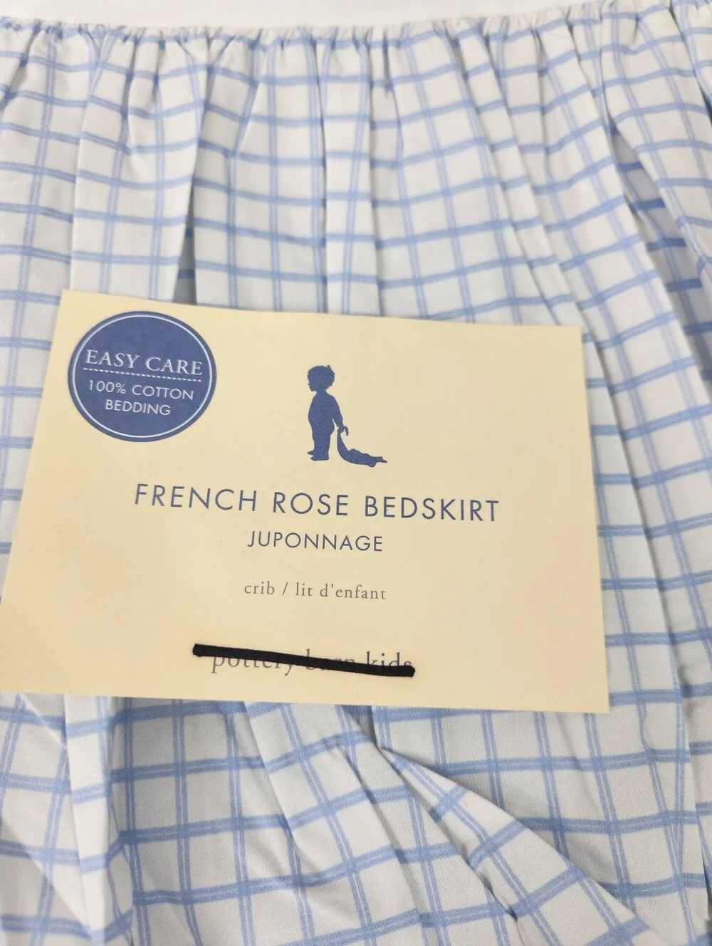 Pottery Barn Kids Blue French Rose Crib Bed Skirt Blue 28